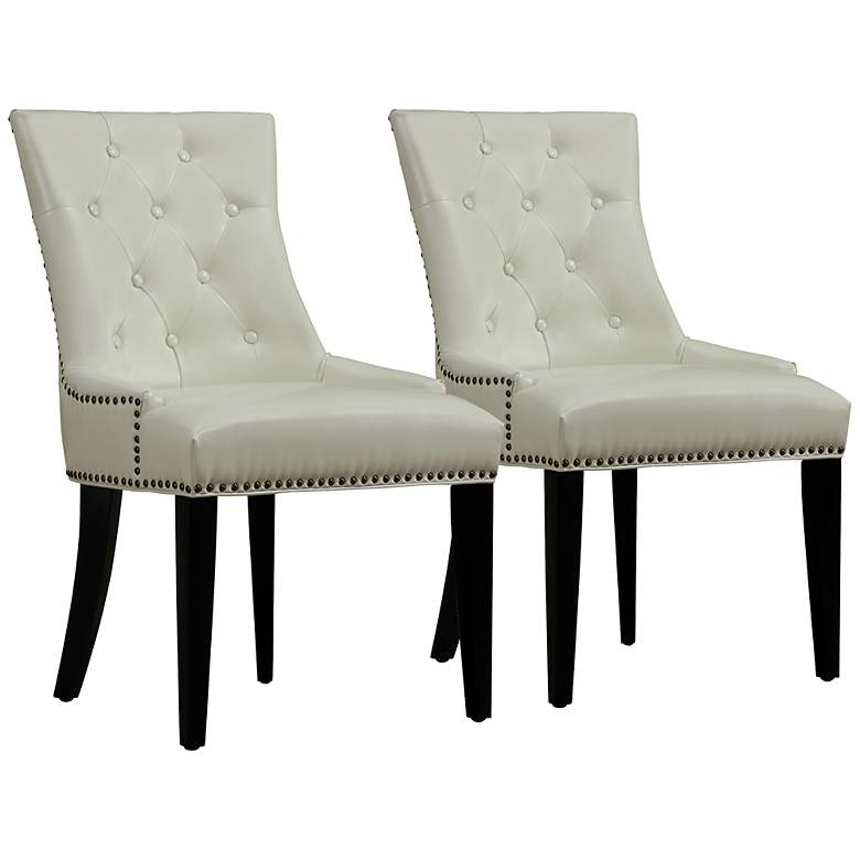 Image 1 Uptown Cream Bonded Leather Dining Chair Set of 2