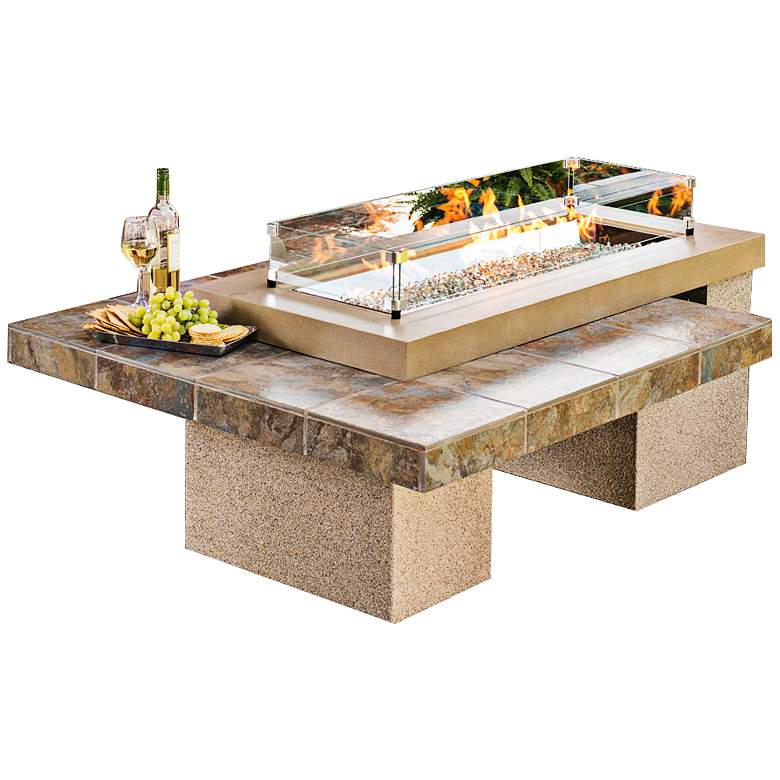 Image 1 Uptown Multi-Level 64 1/2-W Tiled Square Fire Table