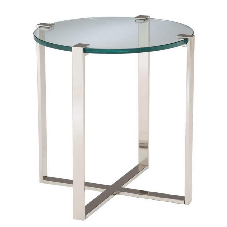 Image 1 Uptown Polished Nickel &amp; Glass Side Table