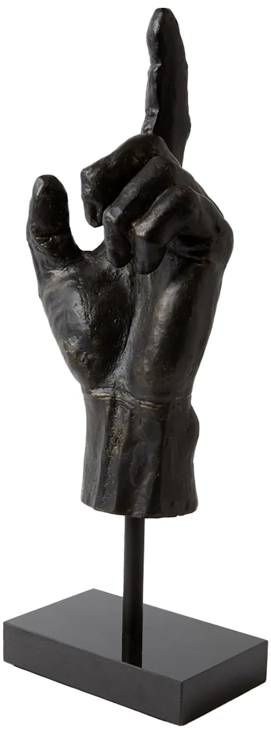 Image 2 Upward Hand 25 1/2" High Antique Bronze Metal Statue more views