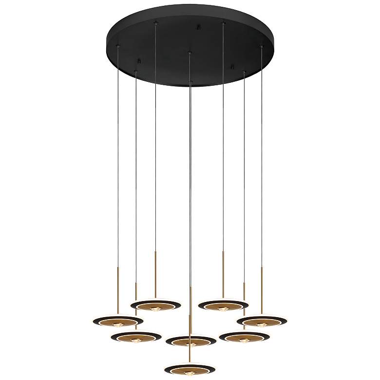 Image 1 Uranas 28.3" Satin Dark Gray/Antique Brass Pendant