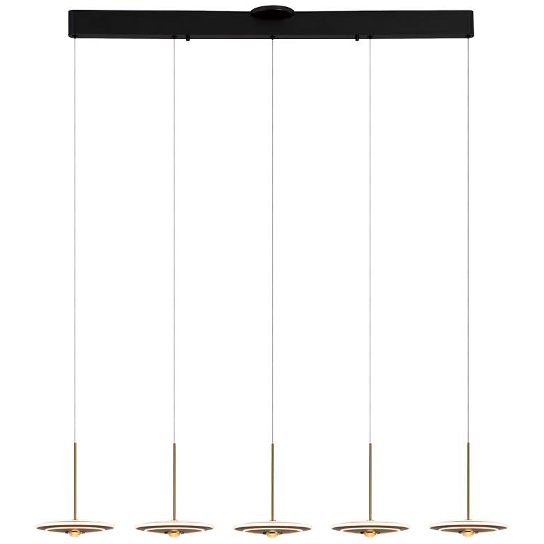 Image 1 Uranas 48.8" Satin Dark Gray/Antique Brass Pendant