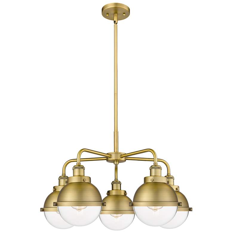 Image 1 Urban 24.5"W 5 Light Brushed Brass Stem Chandelier w/ Brass and Clear