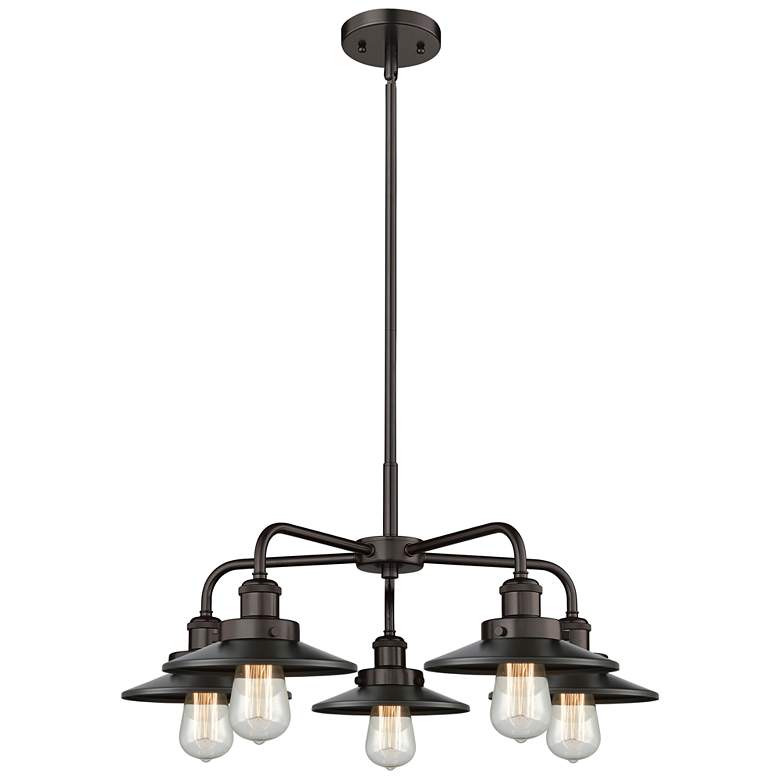 Image 1 Urban 26"W 5 Light Oil Rubbed Bronze Stem Chandelier w/ Short Bronze