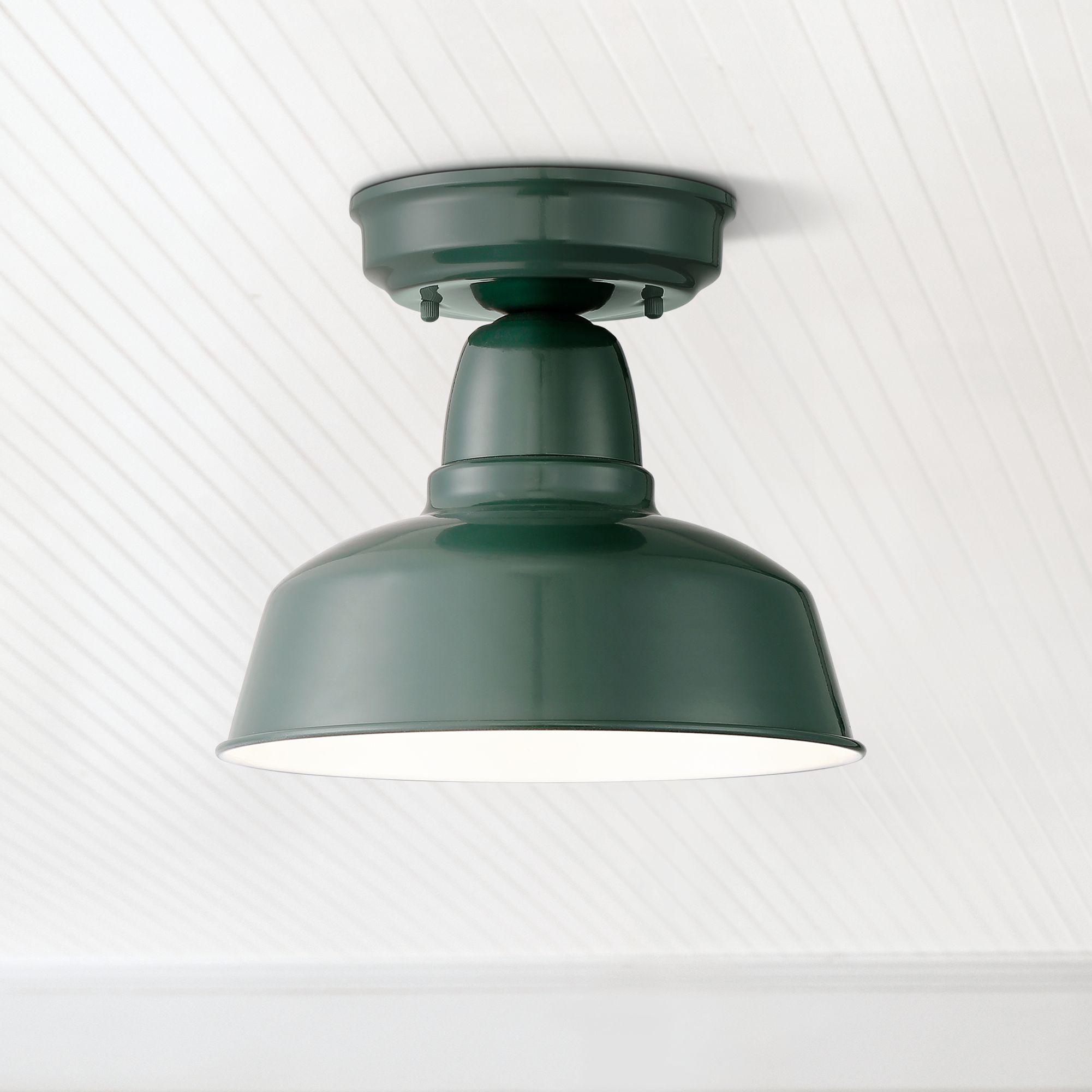 green flush mount light