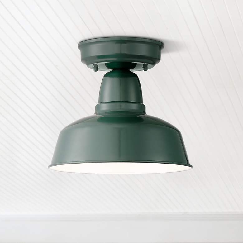Image 1 Urban Barn 10 1/4 inch Wide Green Outdoor Ceiling Light