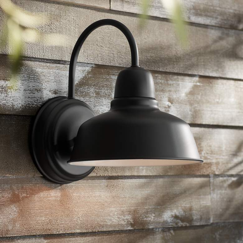 Image 1 Urban Barn 11 1/4 inch High Black Indoor-Outdoor Wall Light