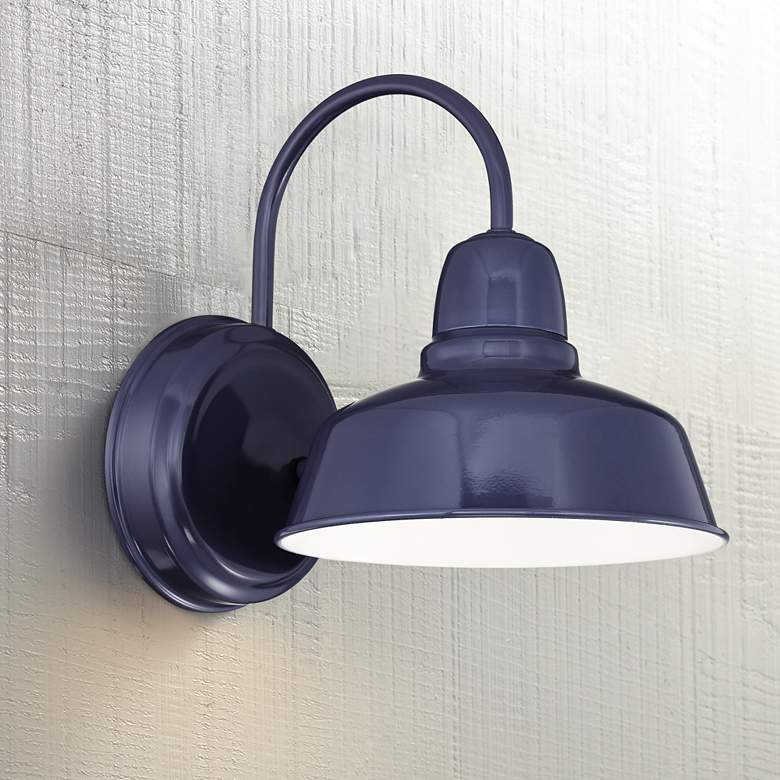 Image 1 Urban Barn 11 1/4 inch High Blue Indoor-Outdoor Wall Light