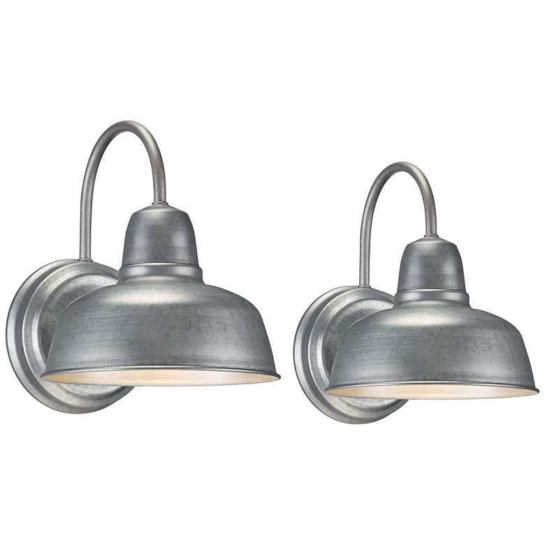 Image 1 Urban Barn 11 1/4 inch High Galvanized Wall Sconce Set of 2