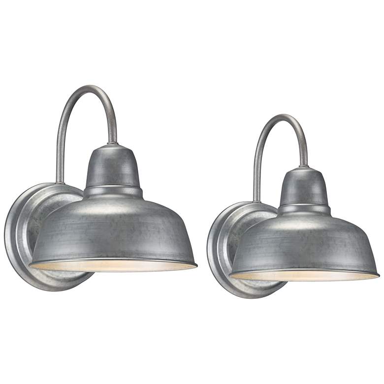 Image 2 Urban Barn 11 1/4" High Galvanized Wall Sconce Set of 2