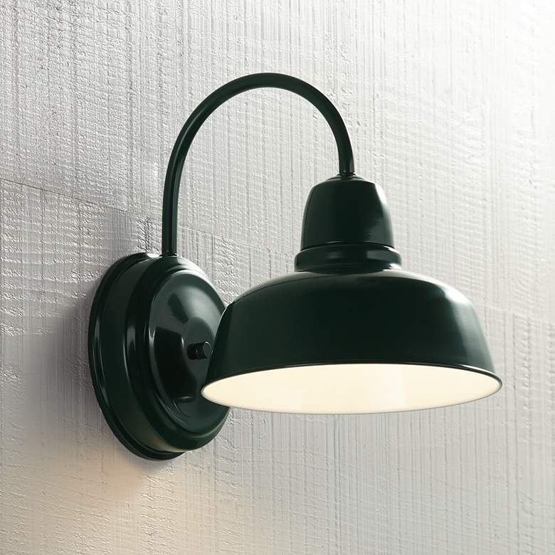 Image 1 Urban Barn 11 1/4 inch High Green Indoor-Outdoor Wall Light