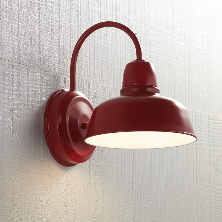 Image 1 Urban Barn 11 1/4 inch High Red Indoor-Outdoor Wall Light