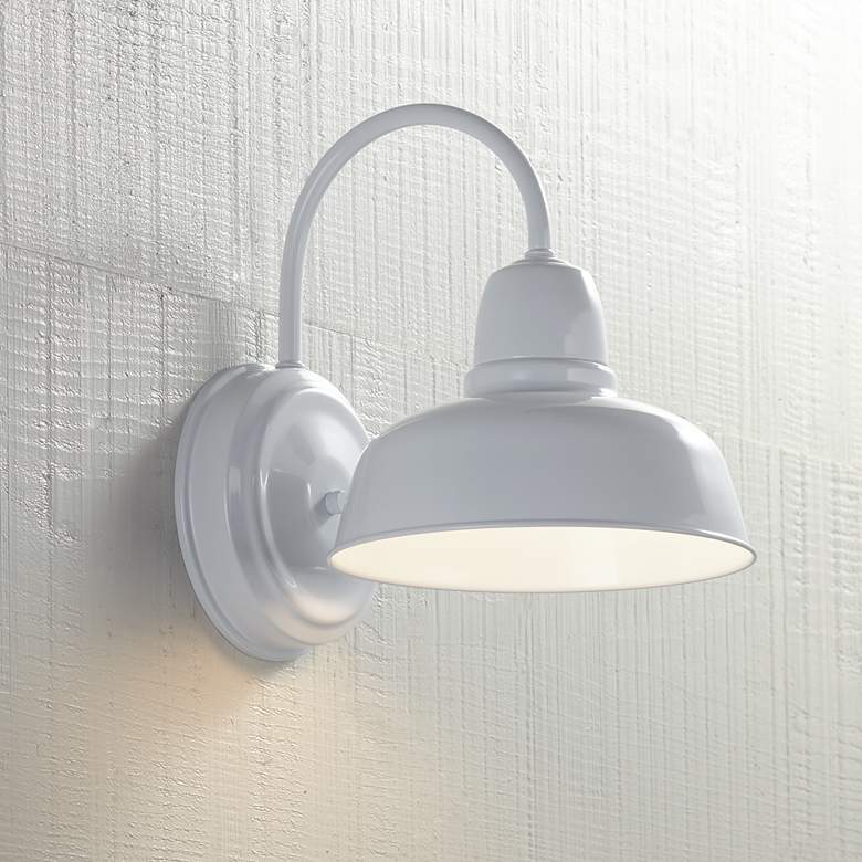Image 1 Urban Barn 11 1/4 inch High White Indoor-Outdoor Wall Light