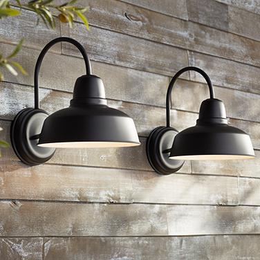 Urban Barn Collection 13" High Black Outdoor Wall Light Set of 2