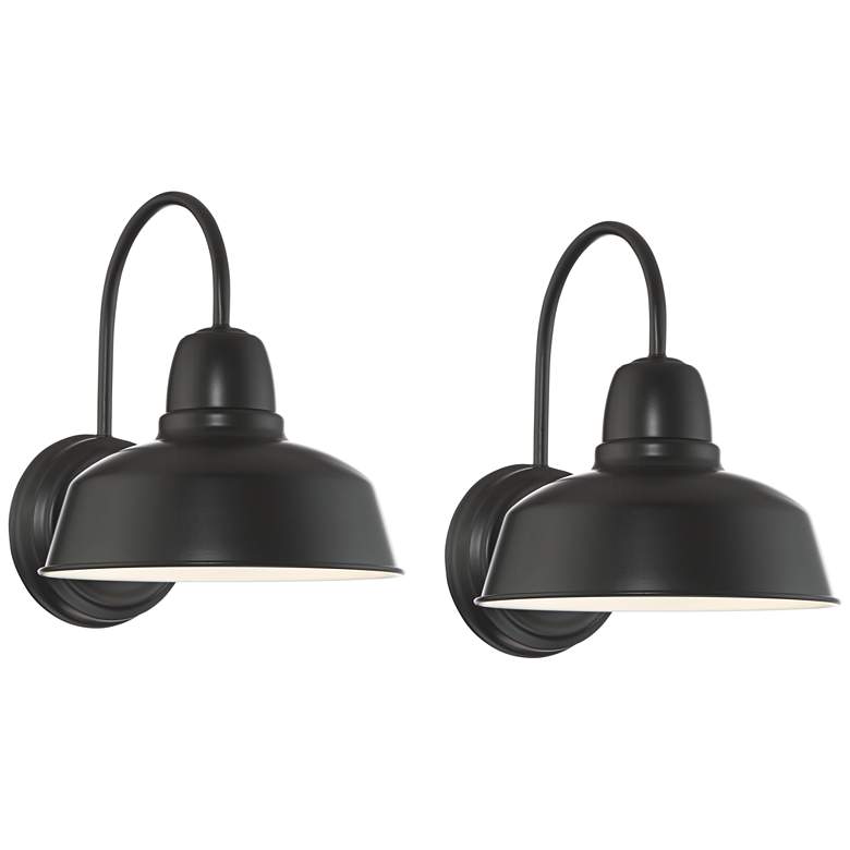 Image 1 Urban Barn Collection 13 inch High Black Outdoor Wall Light Set of 2