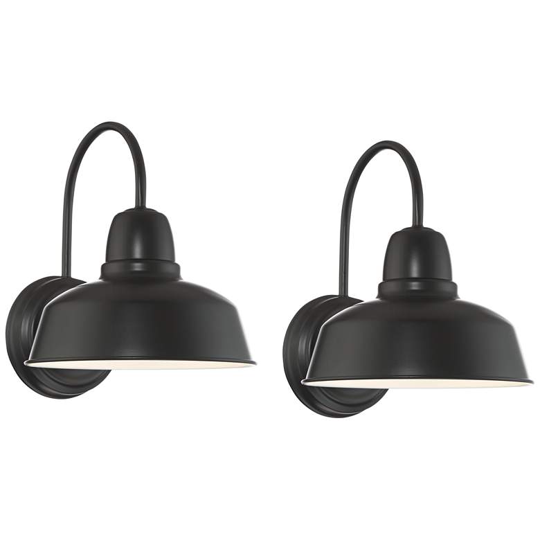 Image 2 Urban Barn Collection 13" High Black Outdoor Wall Light Set of 2