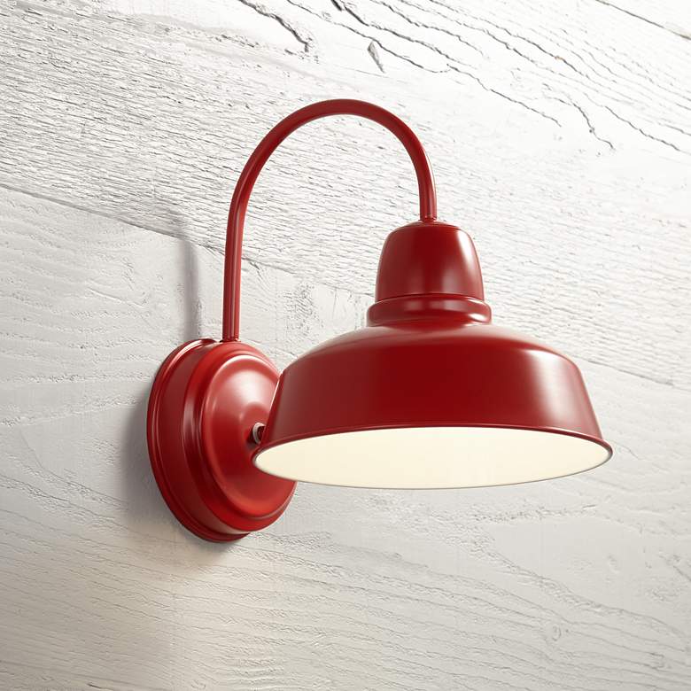 Image 1 Urban Barn Collection 13 inch High Red Outdoor Wall Light