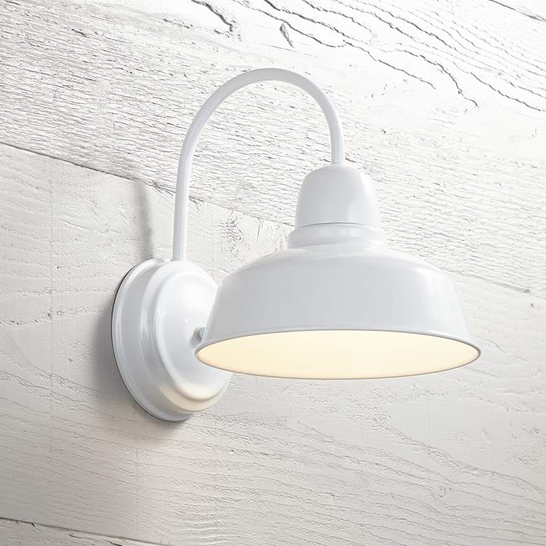 Image 1 Urban Barn Collection 13 inch High White Outdoor Wall Light
