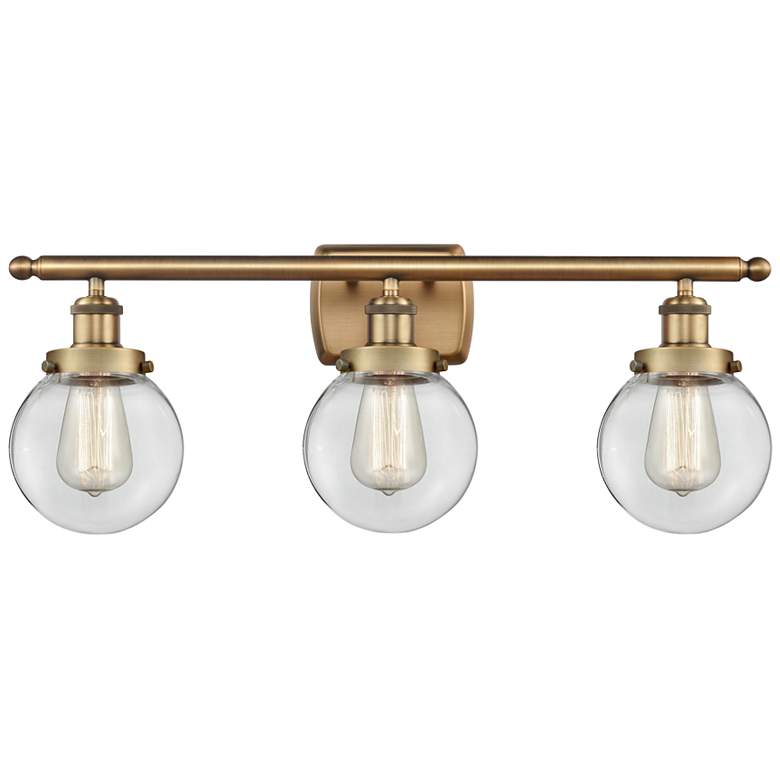 Image 1 Urban Beacon 26"W Brass 3-Light Bath Light with Clear Glass