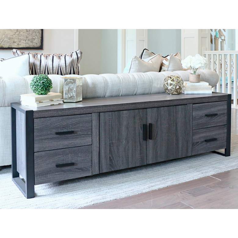 Image 1 Urban Blend 71 inch Wide Charcoal Gray Media TV Stand Console