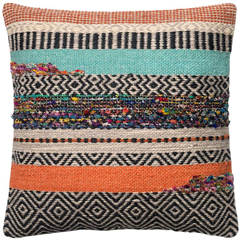 Image 1 Urban Boho Multicolor Crazy Quilt 22 inch Square Accent Pillow