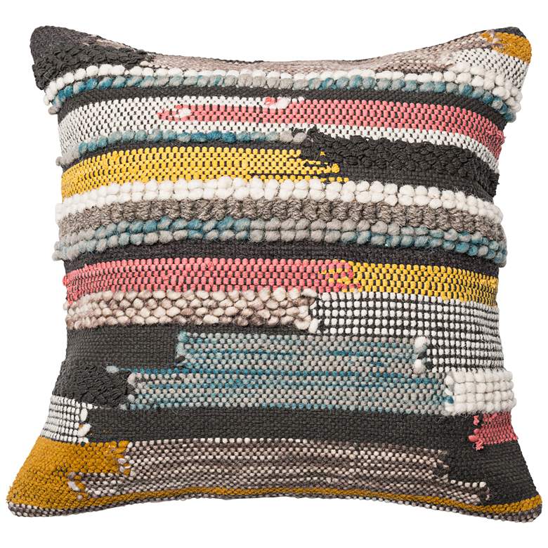 Image 3 Urban Boho Multicolor Textured 22 inch Square Accent Pillow
