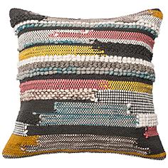 Urban Boho Multicolor Textured 22" Square Accent Pillow