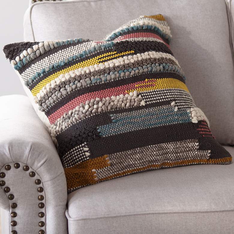 Image 2 Urban Boho Multicolor Textured 22 inch Square Accent Pillow