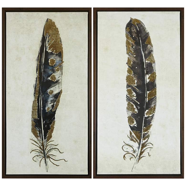 Image 2 Urban Habitat Gilded Feathers 31 3/4"H 2-Piece Wall Art Set