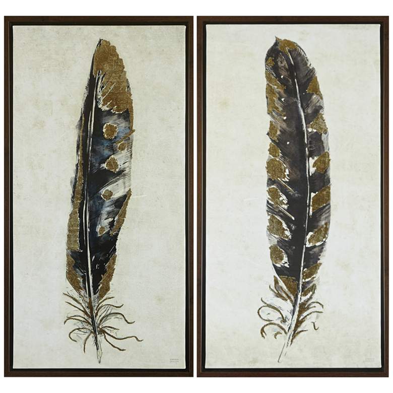 Image 2 Urban Habitat Gilded Feathers 31 3/4 inchH 2-Piece Wall Art Set