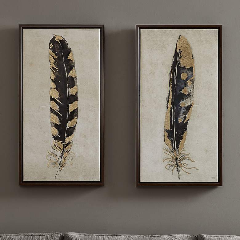 Image 1 Urban Habitat Gilded Feathers 31 3/4"H 2-Piece Wall Art Set