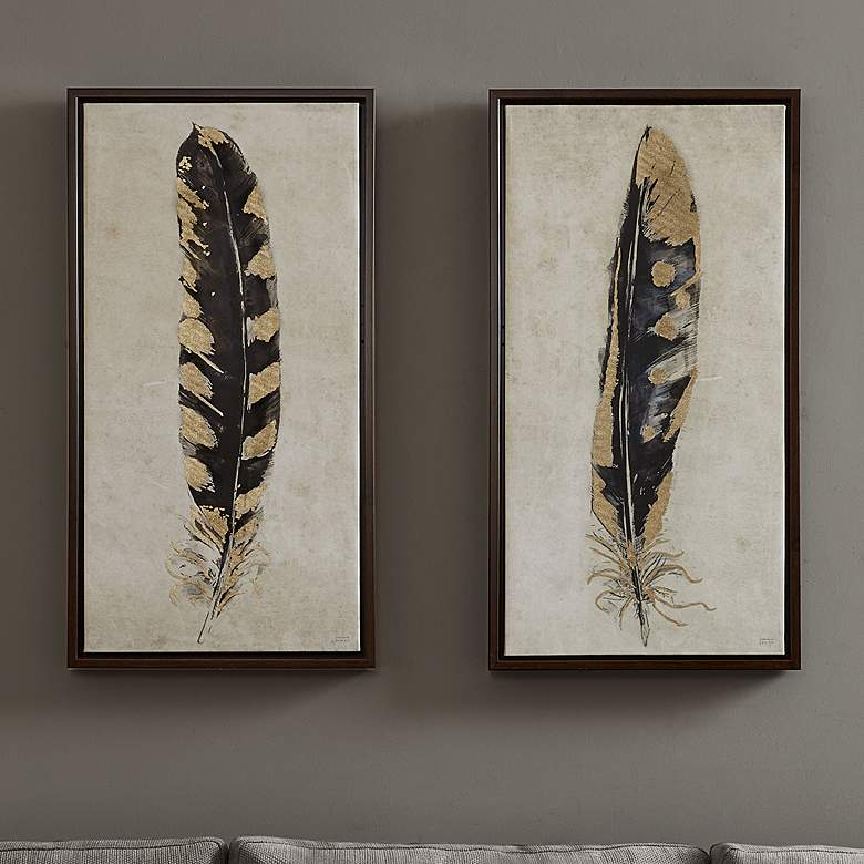 Image 1 Urban Habitat Gilded Feathers 31 3/4 inchH 2-Piece Wall Art Set