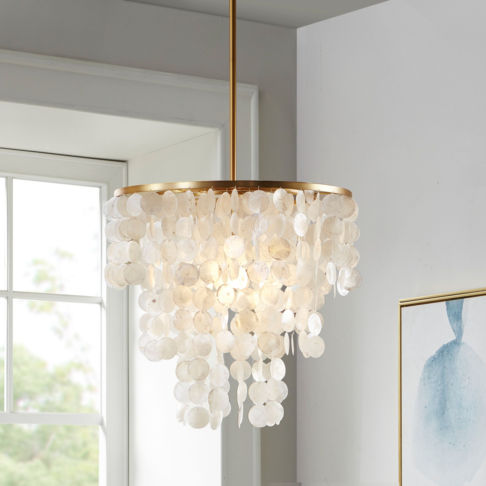 white shell pendant light