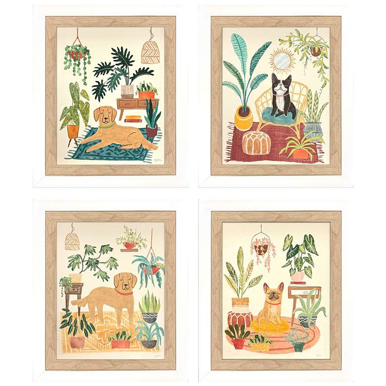 Image 1 Urban Jungle Dogs 11"W x 13"H Framed Wall Art Set of 4