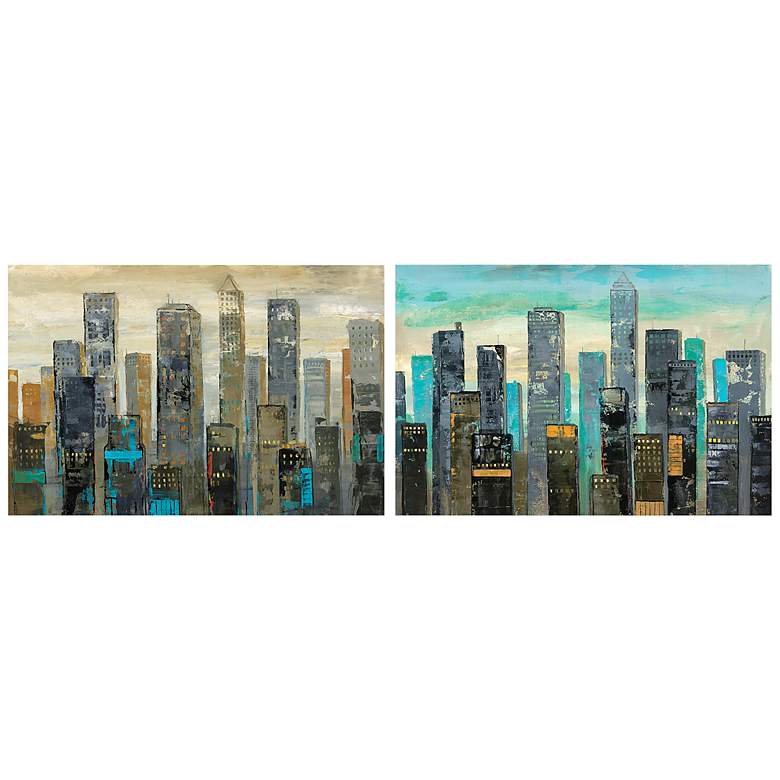 Image 2 Urban Lights I and II 50 3/4"W 2-Piece Glass Wall Art Set