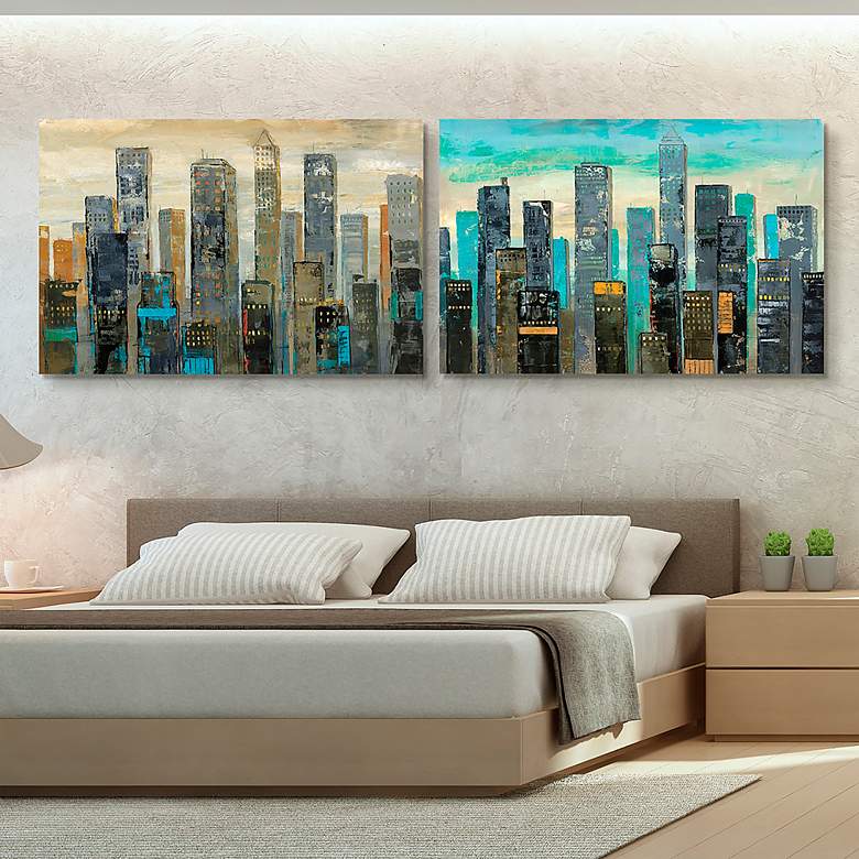 Image 1 Urban Lights I and II 50 3/4 inchW 2-Piece Glass Wall Art Set