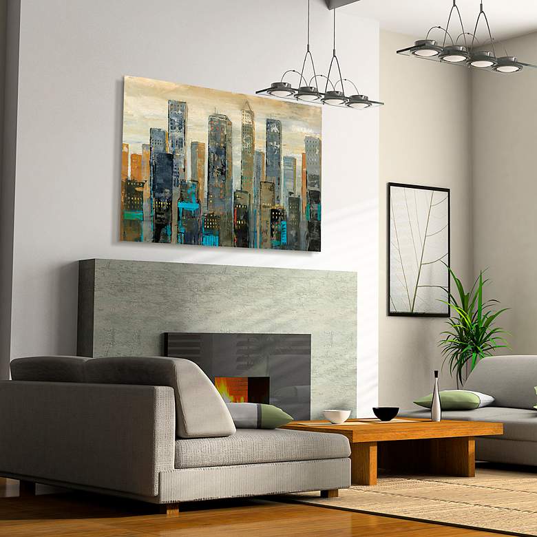 Image 7 Urban Lights I and II 50 3/4 inchW 2-Piece Glass Wall Art Set more views