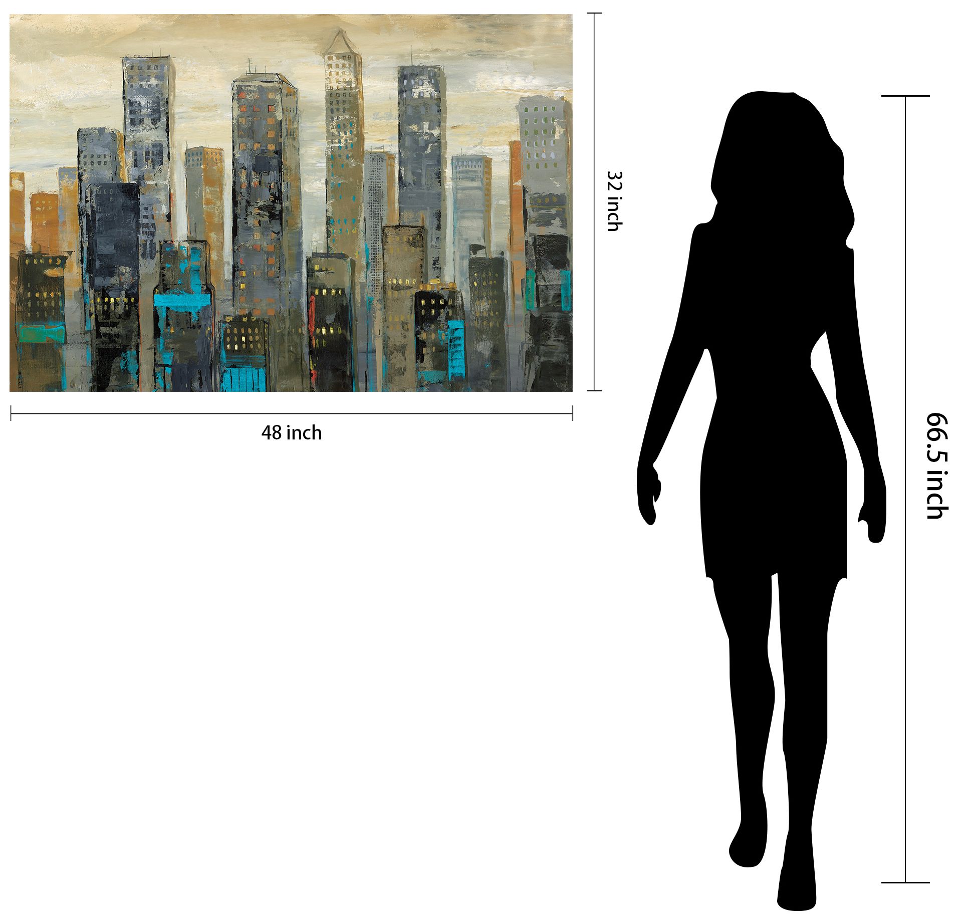 Urban Lights I" Frameless Free Floating Tempered Art Glass Wall Art