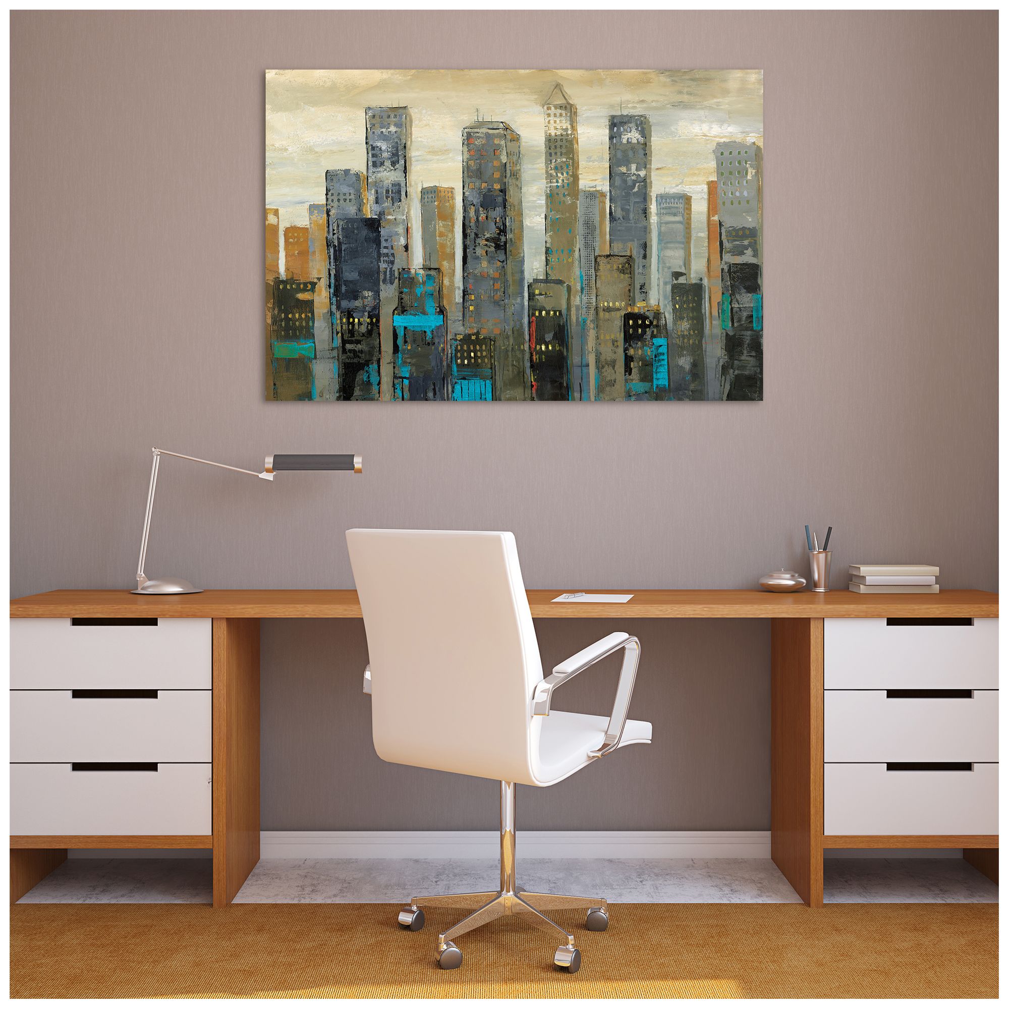 Image 4 Urban Lights I" Frameless Free Floating Tempered Art Glass Wall Art more views