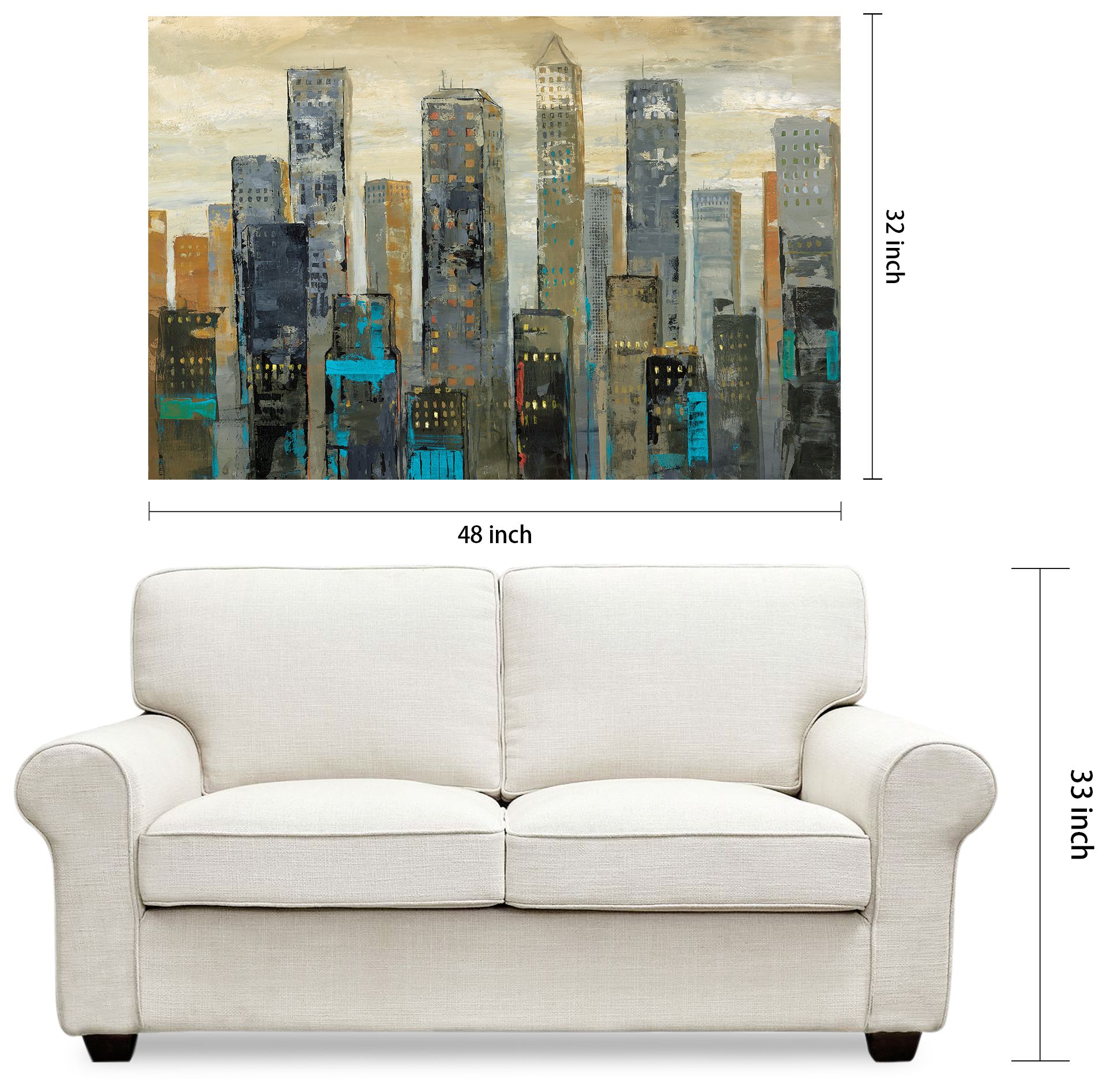 Urban Lights I" Frameless Free Floating Tempered Art Glass Wall Art