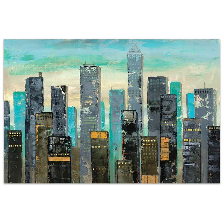 Image 1 Urban Lights II" Frameless Free Floating Tempered Art Glass Wall Art