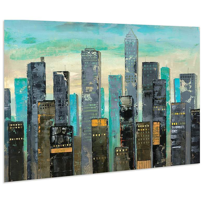 Image 2 Urban Lights II" Frameless Free Floating Tempered Art Glass Wall Art more views