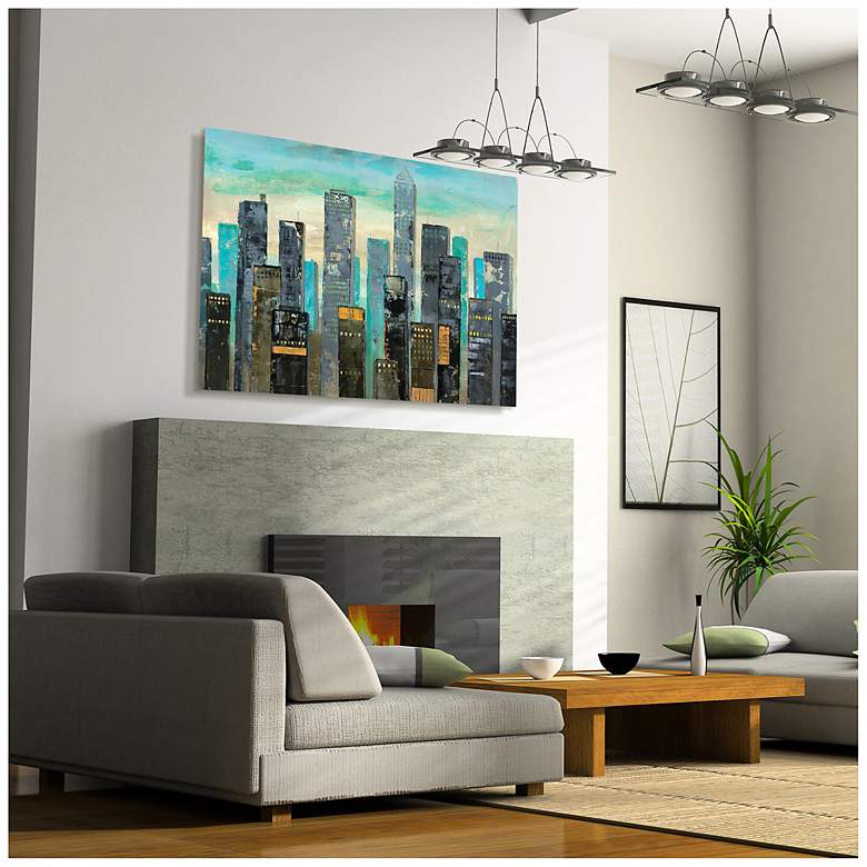 Image 6 Urban Lights II" Frameless Free Floating Tempered Art Glass Wall Art more views