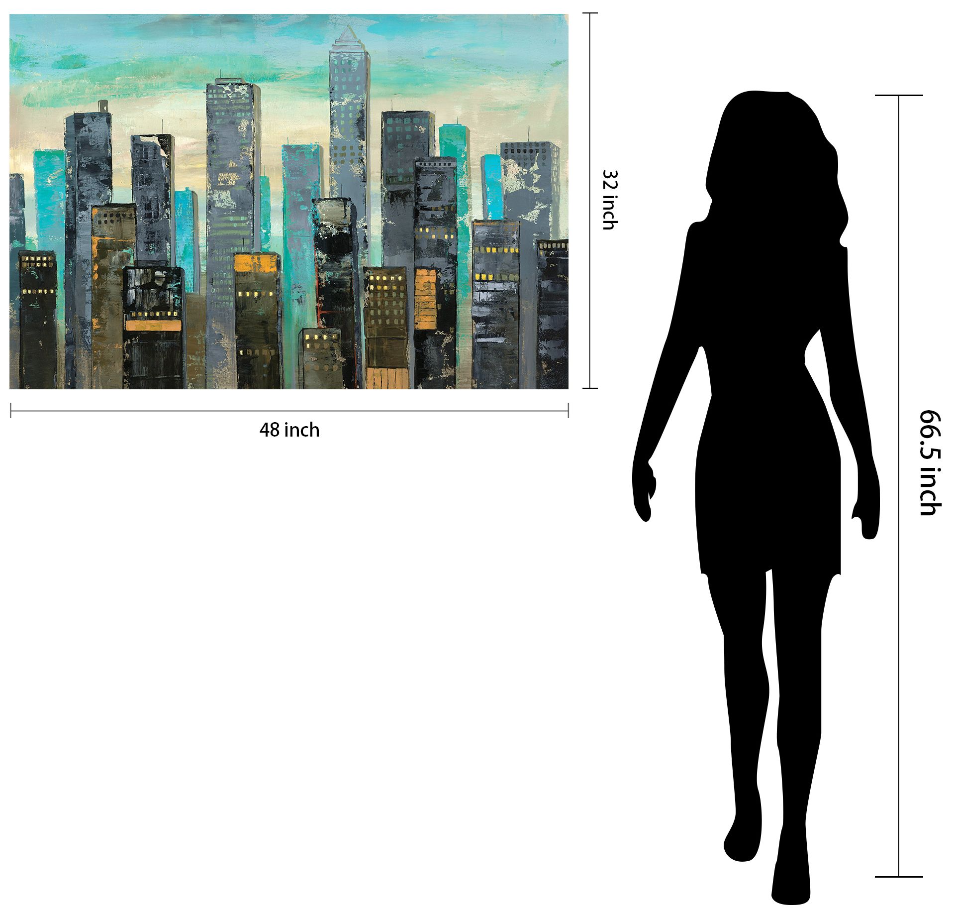 Urban Lights II" Frameless Free Floating Tempered Art Glass Wall Art