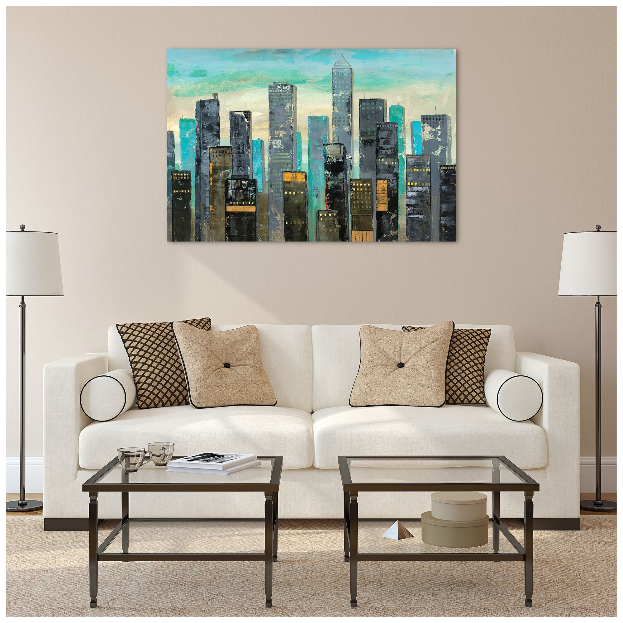 Image 4 Urban Lights II" Frameless Free Floating Tempered Art Glass Wall Art more views