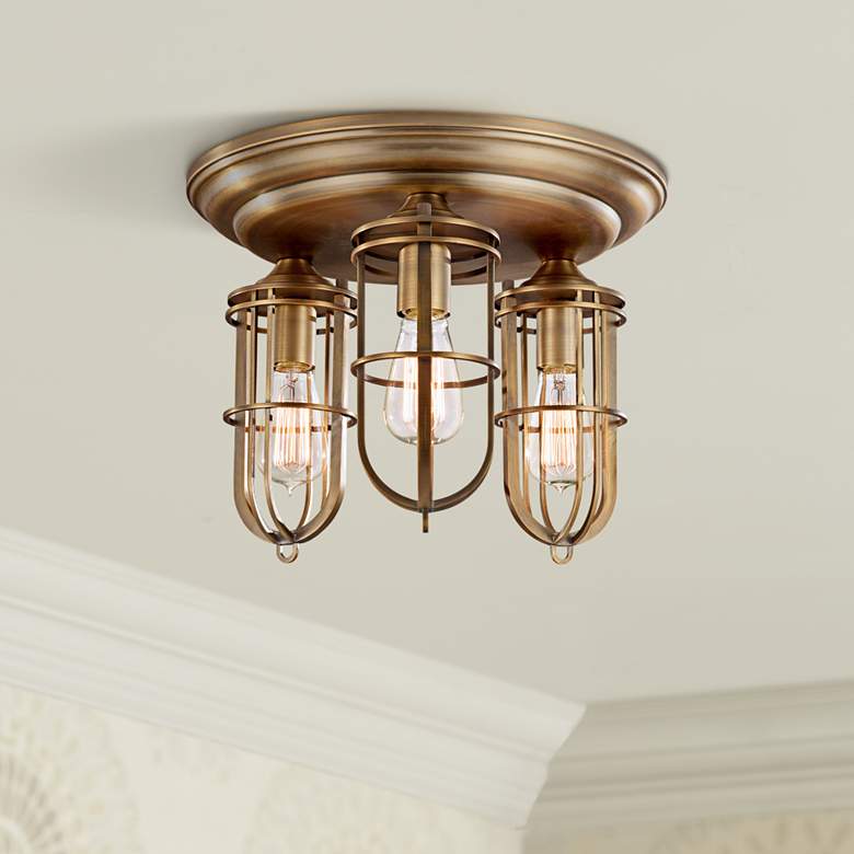 Image 1 Urban Renewal 15 inch Wide Antique Brass Ceiling Light