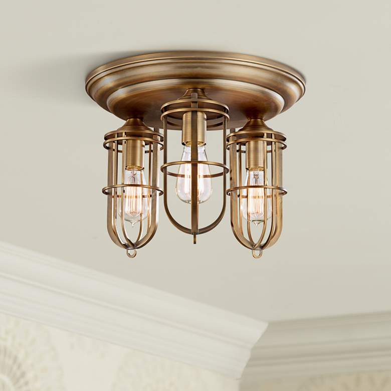 Image 1 Urban Renewal 15" Wide Antique Brass Ceiling Light