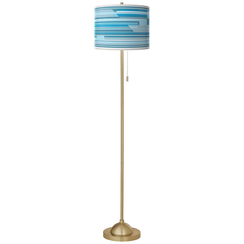 Image 2 Urban Stripes Giclee Shade Warm Gold Stick Floor Lamp