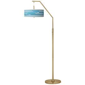 Image2 of Urban Stripes Giclee Warm Gold Arc Floor Lamp