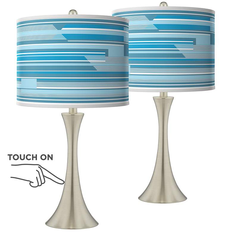 Image 1 Urban Stripes Trish Brushed Nickel Touch Table Lamps Set of 2